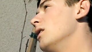 Naughty twink Shane Allen smokes cigars and teases cock solo - 11 image