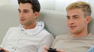Two Cute Twink Boy Step Brothers Have Sex During Video Game - 1 image