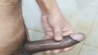 A young horny boy moan and huge cum before taking bath - 12 image