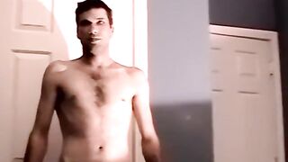 Skinny young amateur solo masturbates his cock and spits cum - 2 image