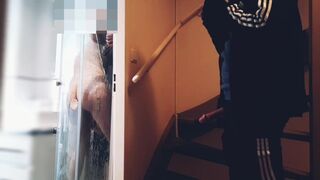 straight roommate caught secretly jerk off while hot guy fuck himself under shower - 1 image