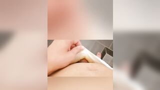 HUGE cumshot after morning pee in wet nighttime diaper - 8 image