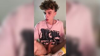 cute skater boy jerking in his bedroom (cum, 18+) - 15 image