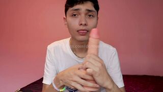 Donovan's first video. Unboxing huge dildo and trying out. (FULL VIDEO HD) Twink Riding & Cum - 3 image