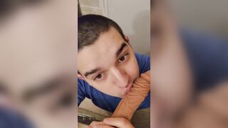 Sexy twink sucks his friend's dad's monster cock. Licked all the cum down to a drop- Family Therapy - 5 image