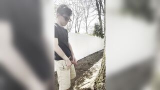 Twink Jerking Off Outdoors in Backyard, Showing Off Butt + Pissing - 2 image