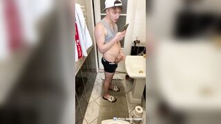 Teen gay boy jerks big uncut dick off while watching porn - 4 image