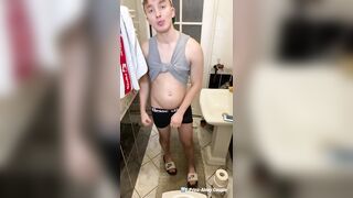 Teen gay boy jerks big uncut dick off while watching porn - 6 image