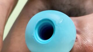 College twink edging with blue toy - 10 image