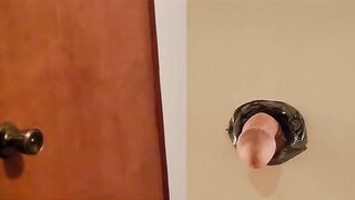 Glory Hole watch what happens when big cock solo male with big dick puts cock in gloryhole grow big and hard to cumshot - 3 image