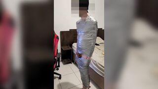 very horny boy being mummified by bearded master - 14 image