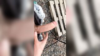 Masturbation with cum in the public woods by the lake - 8 image