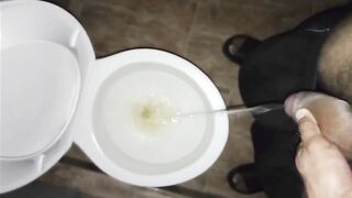 Huge penis pissing in the toilet, includes rewind. Incredible provocative piss coming out of a giant thick cock - 15 image