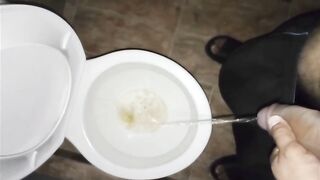 Huge penis pissing in the toilet, includes rewind. Incredible provocative piss coming out of a giant thick cock - 2 image