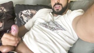 Bearded guy having fun jerking off and cumming a lot - 11 image