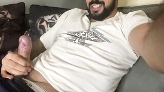 Bearded guy having fun jerking off and cumming a lot - 3 image