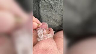 Amateur POV chastity cage sex toy anal cumshot - 2 image