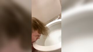White boy licking public toilets clean - 3 image