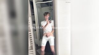 Young French blond Tom Barber jerking off after football - 4 image
