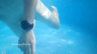 skinny boy swimming naked in outdoor pool - 9 image