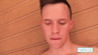 Cock Craving Twink Aaron Fingers His Pink Asshole In A Sauna! - 12 image
