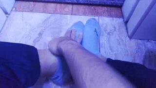 RELAXING MY SWEATY GRAY SOCKS AND MY SIZE 10 FEET - 10 image
