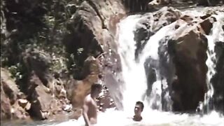 Horny latino twinks fuck near the waterfall - 3 image