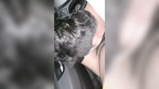 Cruising married uber driver fucks young teen twink's mouth and cums in his mouth and swallows cum in the car in public - 12 image
