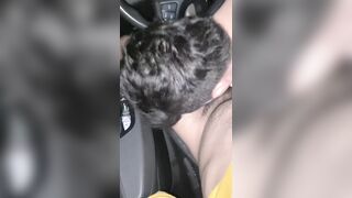 Cruising married uber driver fucks young teen twink's mouth and cums in his mouth and swallows cum in the car in public - 15 image
