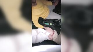 Cruising married uber driver fucks young teen twink's mouth and cums in his mouth and swallows cum in the car in public - 4 image