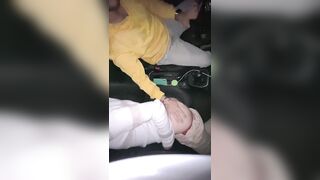 Cruising married uber driver fucks young teen twink's mouth and cums in his mouth and swallows cum in the car in public - 5 image