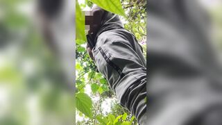 urinating in the forest after a cumshot - 1 image