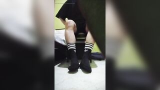 Twink teen boy showing his dirty stinky black socks - 10 image