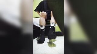 Twink teen boy showing his dirty stinky black socks - 9 image