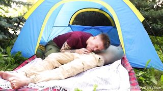 Smooth Twink Gets His Tight Ass Stretched While Camping with Straight Best Friend - 4 image