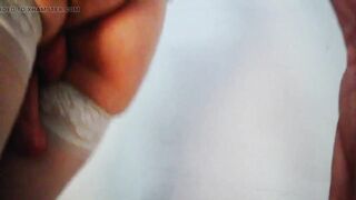 Cute blonde trans Seoul in lingerie masturbates its cock on webcam - 10 image