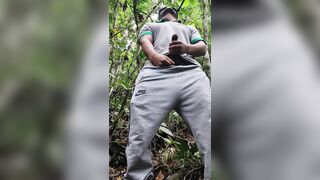 young handsome ranger masturbates and cums in the jungle, while he stays behind his companions - 11 image