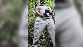 young handsome ranger masturbates and cums in the jungle, while he stays behind his companions - 14 image