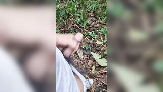 young handsome ranger masturbates and cums in the jungle, while he stays behind his companions - 4 image