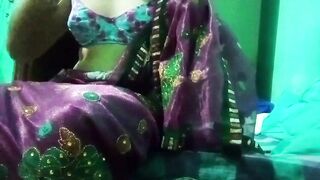 Indian Gay Crossdresser in pink saree pressing and milking his boobs so hard and enjoying the hardcore sex - 11 image