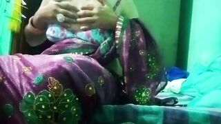 Indian Gay Crossdresser in pink saree pressing and milking his boobs so hard and enjoying the hardcore sex - 5 image