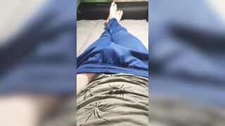 Guy in blue sweatpants rubbing his bulge - 9 image