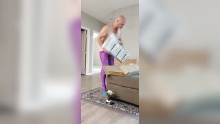 Purple tights and everythings all right. Blue strappy sandls don't even hold a candle. - 4 image