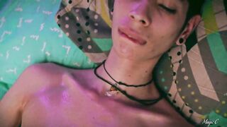 Hot Skinny Twink Magic C Jerking His Big Cock With Oil Lots Of Precum And Thick Cum Load - 13 image