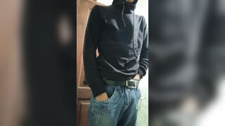 young man masturbating his big cock solo - 2 image