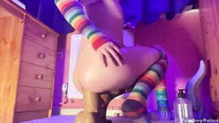 Skinny Femboy Covered in Oil and Riding a Giant Dildo - Teaser Video! - 2 image