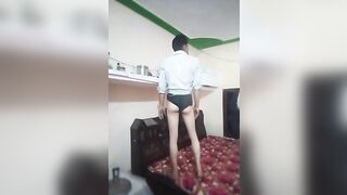 White king Crossdresser masterbating in locker room - 5 image