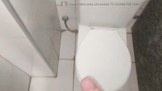 Prostate stimulation with sausage and horny cock in the bathroom at work. - 12 image