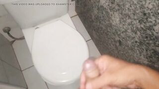 Prostate stimulation with sausage and horny cock in the bathroom at work. - 9 image