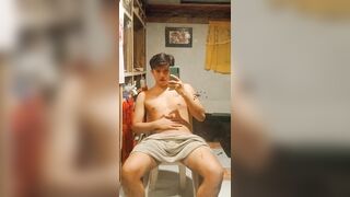Asia Gay Teen Wanking,. Moan and Tast His Own Cum - 2 image